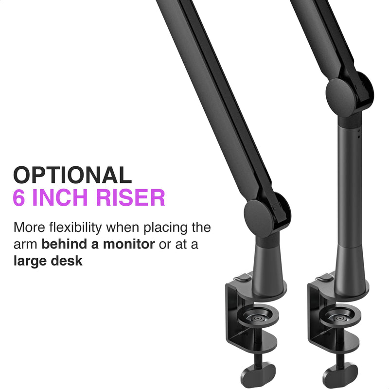 Sensic SA-30 Microphone Boom Arm, 360° Rotatable Mic Stand with 6 inch riser, Microphone Holder with 1/4", 3/8" and 5/8" Adapters, Professional Microphone Arm with Accessories, Mic Boom Arm Black