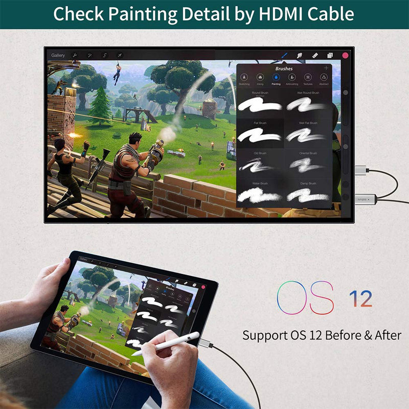 HDMI Cable for Phone Pad, Phone to TV HDMI Cable, 1080P Digital AV Adapter HDTV Cable, Compatible with Phone XR, X, 8, 7, 6, Pad Air, Mini, Pro, Pod Touch Silver