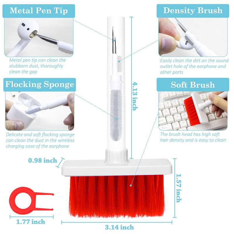 2022 New Cleaner Kit for Keyboard Soft Brush 5 in 1 Multifunction Computer Cleaning Tools Kit with Keycap Puller(Red) Red