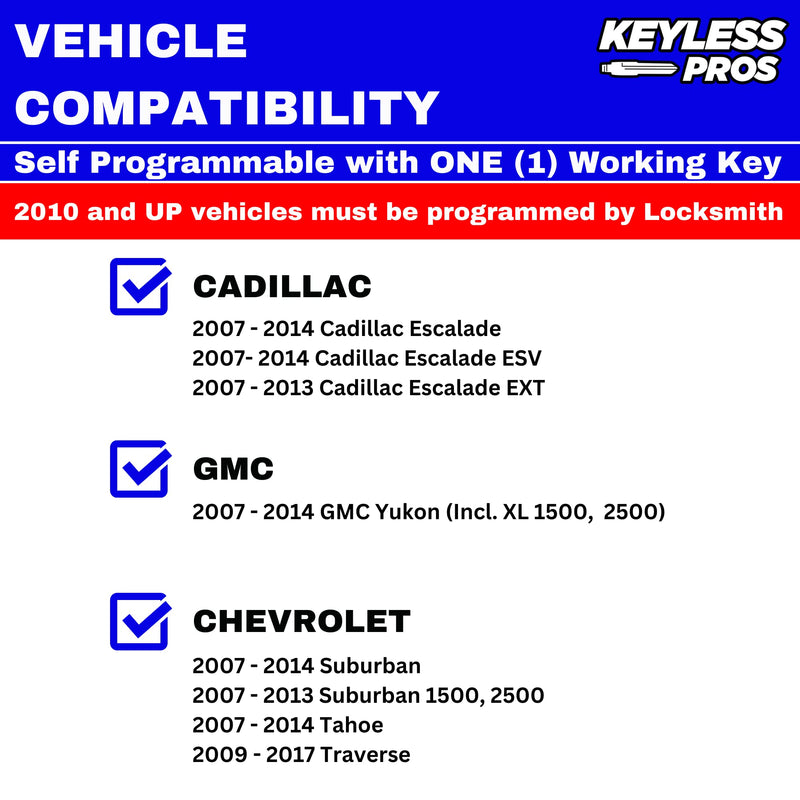 [AUSTRALIA] - KeylessPros 6-Button Keyless Entry Remote Key Fob Replacement, Compatible with 2007-2014 Cadillac Escalade, GMC Yukon, Chevy Tahoe Suburban, 2009-2017 Traverse 15913427, OUC60270 (2-Pack) 6-BTNx2 