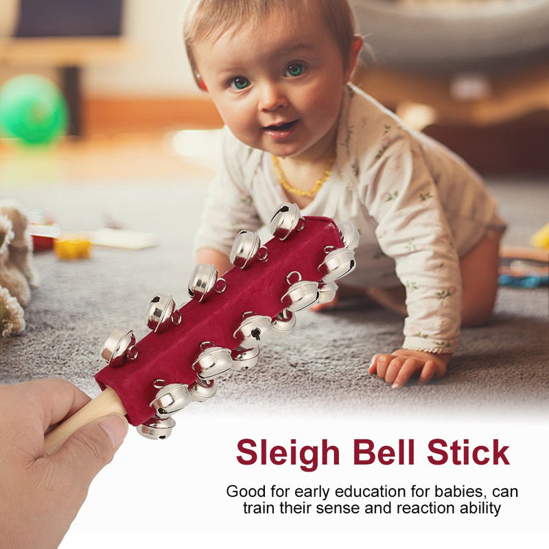 Bnineteenteam Baby Bells Kids Handle 21 Bells Jingle Bells Stick Sleigh Bell Shaker Rattle Toys Christmas Bells Jingle Bells Shaker Red
