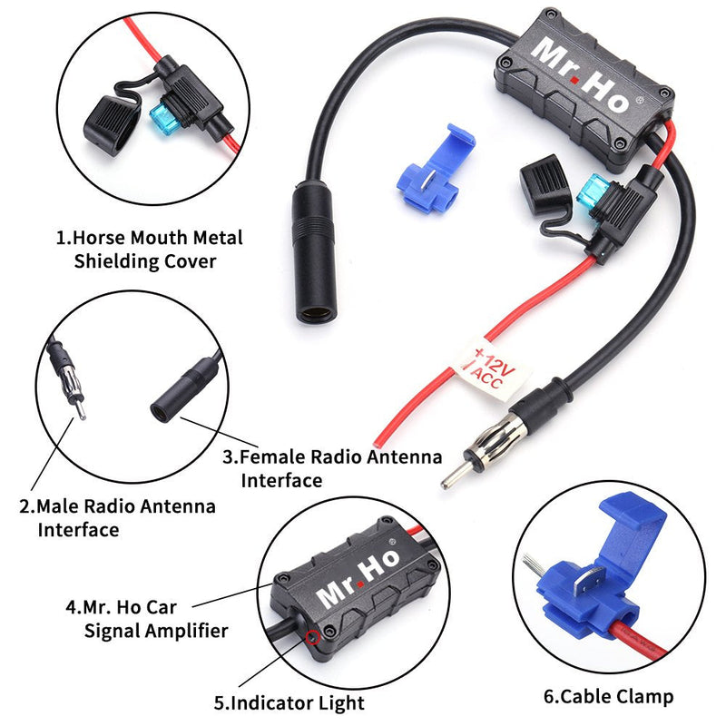 [AUSTRALIA] - Mr. Ho Car Antenna Radio FM or AM Signal Amplifier Booster 12V for Mitsubishi Toyota Buick Audi Nissan Honda Cars Series, Black Radio Ampilfier 