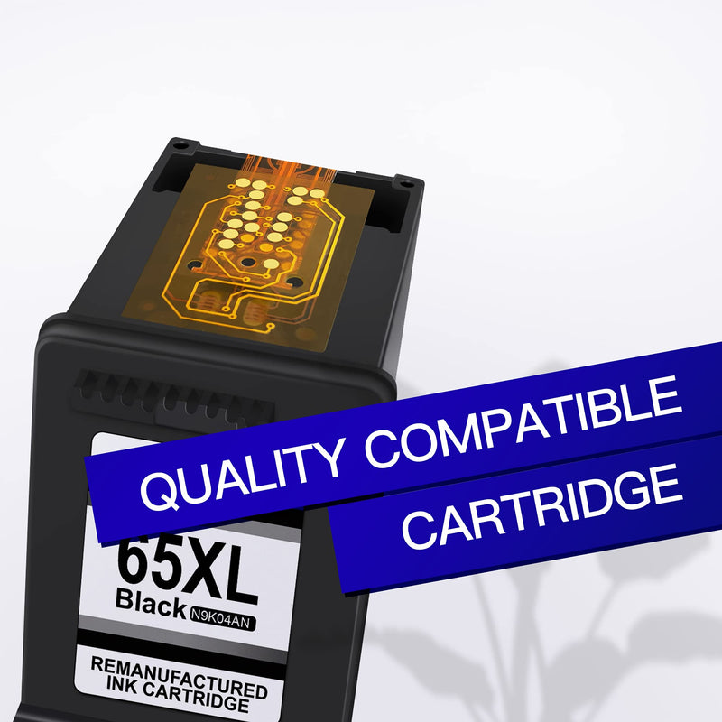 GPC Image Remanufactured Ink Cartridge Replacement for HP 65XL 65 XL use with DeskJet 3755 3752 2655 2652 3758 3722 3721 Envy 5055 5052 5058 5012 AMP 100 120 125 130 Printer Tray(1 Black, 1 Tri-Color)