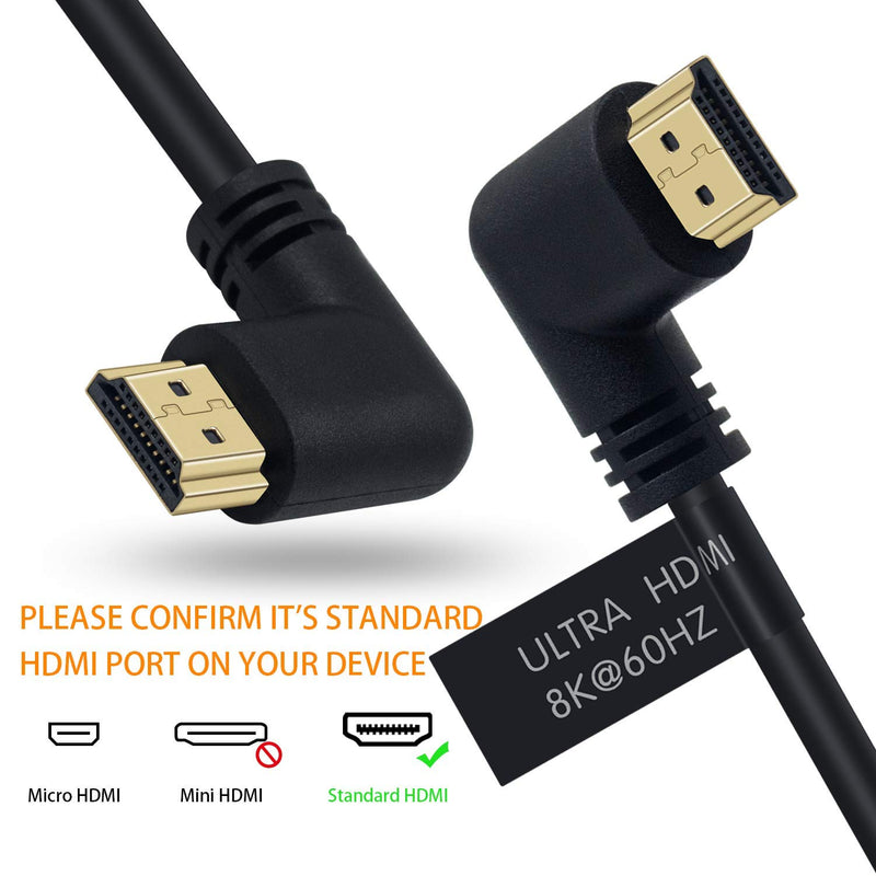 Poyiccot 8K HDMI 2.1 Cable 3.3feet/1M，8K HDMI 48gbps 90 Degree Right Angle HDMI Male to Right Angle HDMI 2.1 Cable with 8K 60Hz Video and 3D HDR for TV/Xbox /PS4 /PS5 8K HDMI Cable M/M Right-Right