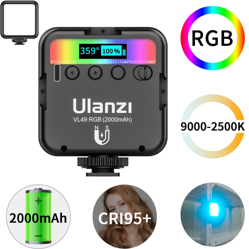 VIJIM 49 RGB Video LED Light w 360° Full Color Led Camera Light CRI95+ 2500K-9000K, Dimmable LED Panel Light w LED Display for YouTube DSLR Camera Camcorder Photo Shooting
