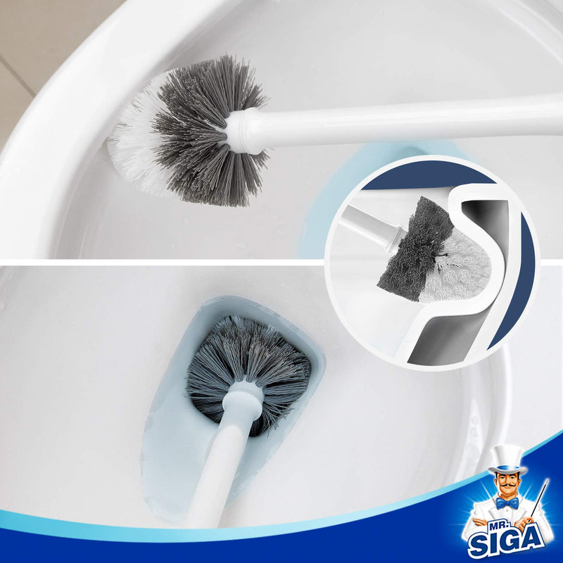 [AUSTRALIA] - MR.SIGA Toilet Bowl Brush and Holder, Premium Quality, with Solid Handle and Durable Bristles for Bathroom Cleaning, White, 1 Pack 