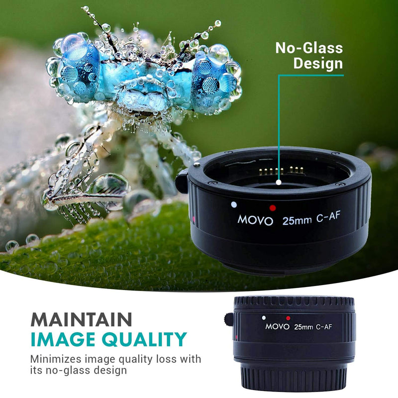 Movo Photo AF 25mm Macro Extension Tube for Canon EOS DSLR Camera (Economy Mount)