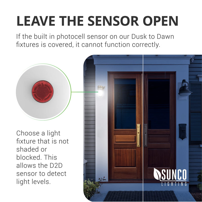 Sunco Lighting 6 Pack A19 LED Bulb with Dusk-to-Dawn, 9W=60W, 800 LM, 3000K Warm White, Auto On/Off Photocell Sensor - UL