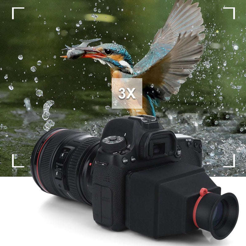 DSLR Viewfinder, Durable 3.0X Magnification LCD Screen Video Camera Viewfinder Magnifier Folding Design Anti-Reflective 3X Magnification Lens Suitable for DSLR Mirrorless Cameras with 3.2in Screen