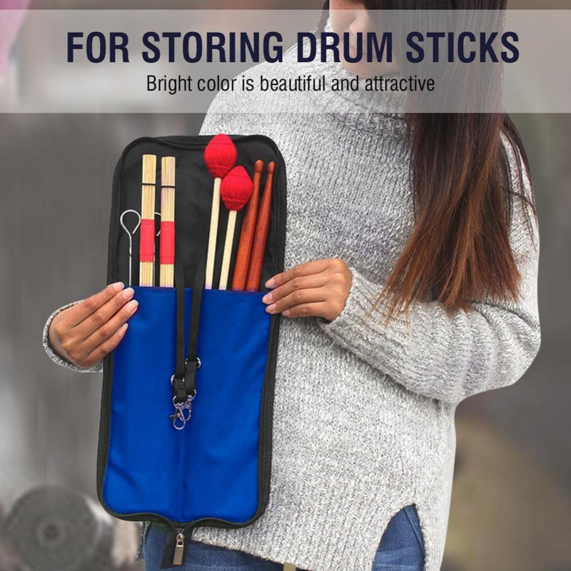 Drum Stick Bag, Portable Drum Stick Storage Hanging Bag Drumstick Handbag Holder with Handle Blue