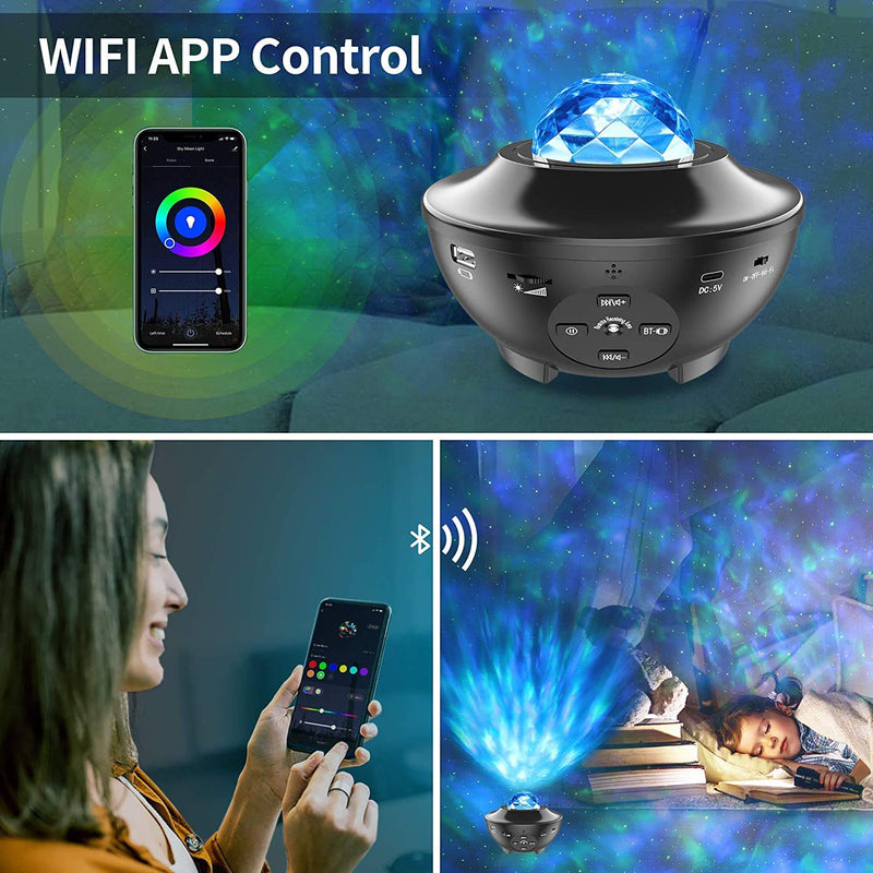 [AUSTRALIA] - Star Projector, Yamla Smart Galaxy Light Projector Works with Alexa, Google Assistant, 16 Million Colors Phone App Remote Control, Night Light Projector with Bluetooth Speaker for Kids Adults Bedroom 