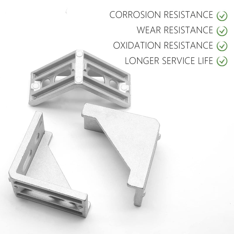 Qjaiune 10Pcs 3030 Inside Corner Bracket Gusset, Silver 3060 Aluminum Extrusion Brackets, Aluminum L Bracket Connector for 3030 Series Aluminum Extrusion Profile with Slot 8mm