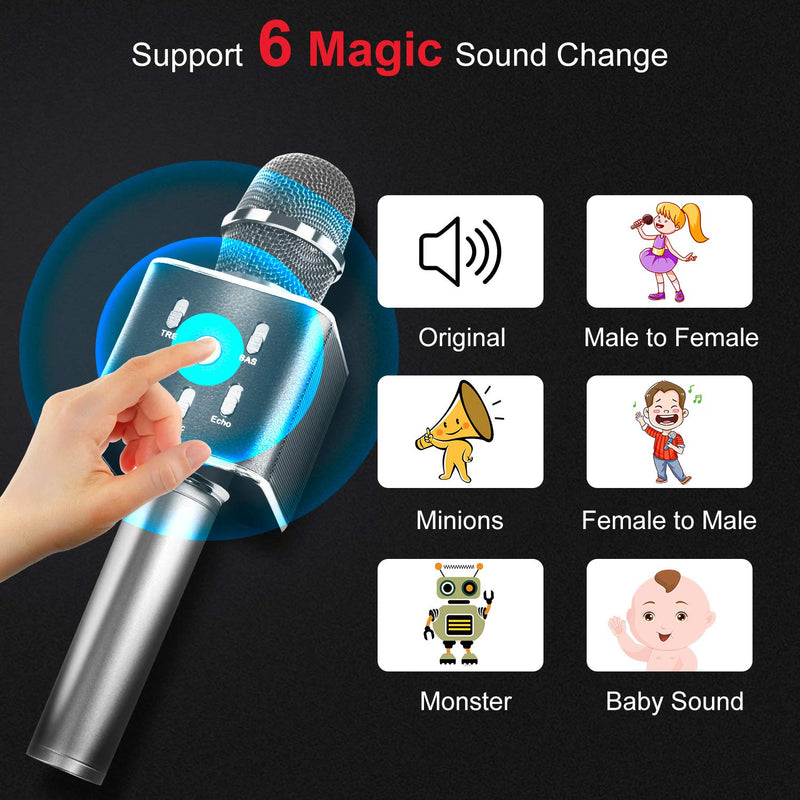 [AUSTRALIA] - TOSING Q9 Wireless Bluetooth Karaoke Microphone,Dancing LED Lights,Portable Karaoke Machine Speaker Microphone,Birthday Gifts, Party Travel Toys Compatible with Android/iPhone/iPad/Sony/PC (Black) Black 