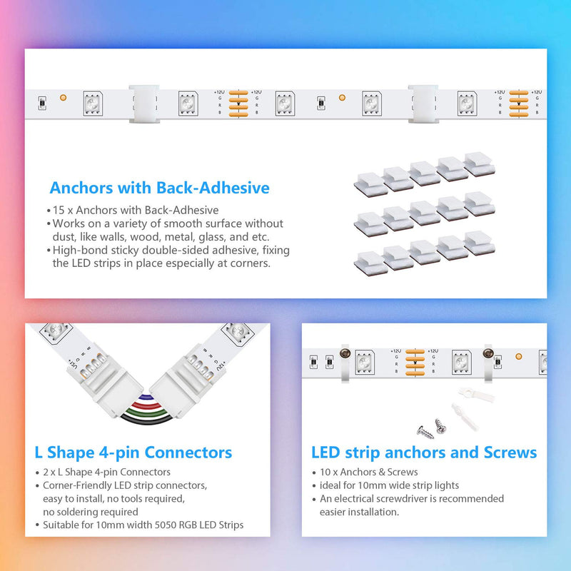 [AUSTRALIA] - 32.8ft LED Strip Lights APP Control Color Changing Rope Lights with Remote, Music Sync Built-in Mic, SMD 5050 RGB Light Strips RGB LED Strip (32.8Ft APP+Remote+Mic+3-Button Switch) 