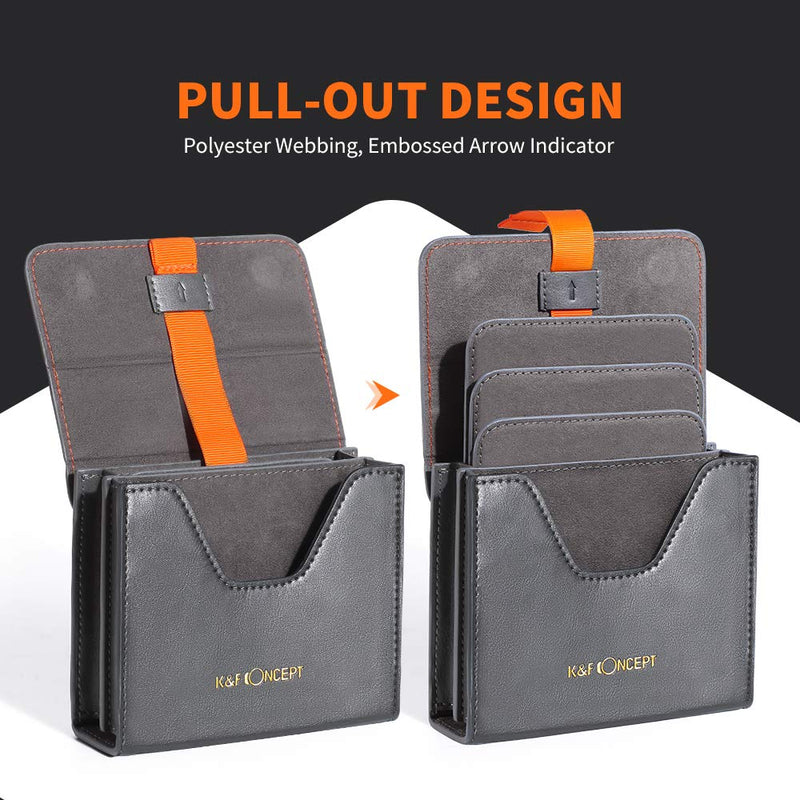 K&F Concept Lens Filter Case, Leather Carrying Filters Bag Pouch For Square ND CPL etc Filters up to 100x100mm