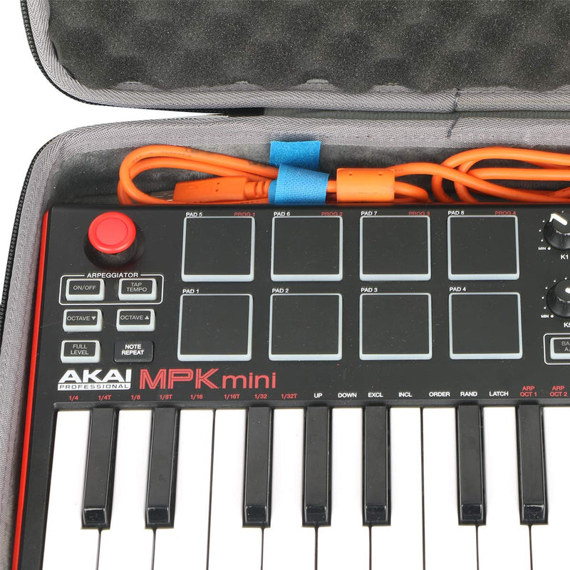 [AUSTRALIA] - co2crea Hard Travel Case for Akai Professional MPK Mini MKII | 25-Key Ultra-Portable USB MIDI Drum Pad Keyboard Controller (Travel Case with Foam) 