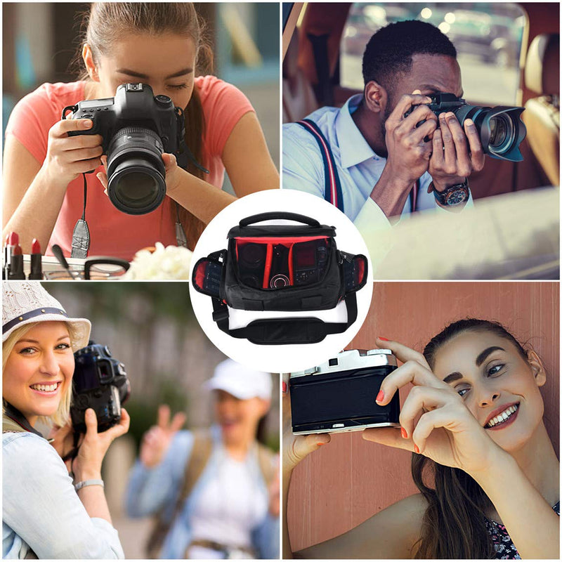 FOSOTO DSLR Camera Shoulder Bag Case Compatible for Canon EOS Rebel T7 T6 4000D 80D 90D 6D Mark II,Nikon D3500 D3400 D5600 D60 D750,Sony SLR and Lenses (Large) Large