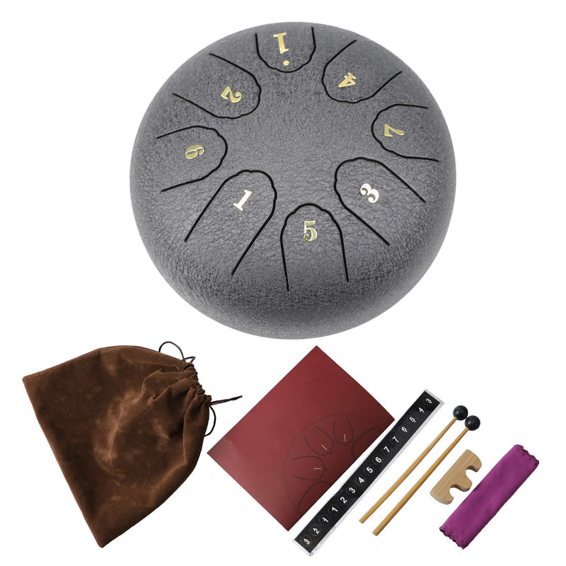 LEYOYO Steel Tongue Drum 8 Notes 6 Inches Percussion Instrument C-Key with Bag, Music Book, Mallets, Mallet Bracket for Kids or Adults