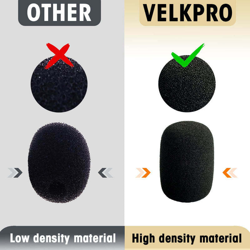 VELKPRO Microphone Windscreen, 10 Pack Mini Foam Mic Covers, High-Density Foam Protection for Small Lapel Lavalier Headset Microphones Shotgun and Condenser Microphones