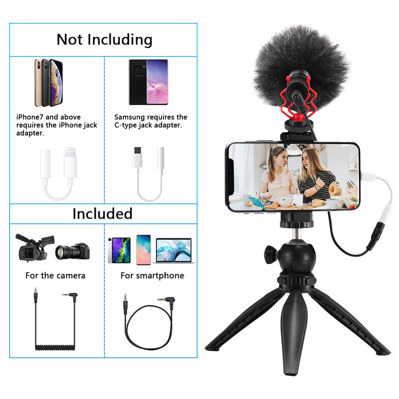 KKUYI Camera Microphone, Vedio Mic with Shock Mount,Windscreen, AUX Cable for iPhone Android Smartphones Canon EOS Nikon DSLR Cameras - Shotgun Video Microphone for Recording YouTube