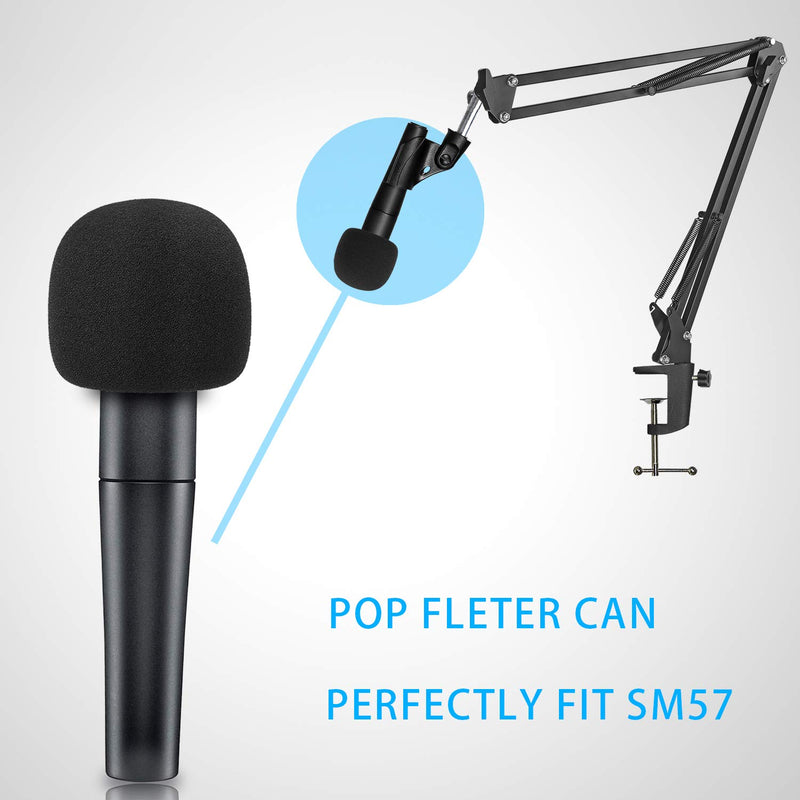 SM57 Mic Stand with Pop Filter - Microphone Boom Arm Stand with Windscreen Foam for Shure SM57-LC Cardioid Dynamic Microphone by YOUSHARES