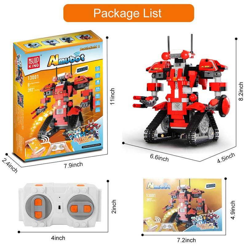 kuman Remote Control Robot Kit Building Blocks Robot Toy Set, STEM DIY Educational Robot Building Blocks Toys Gift for 8+ Year Old Kids 392PCS Red