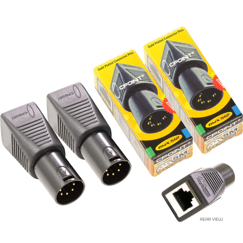 2 Pack - CPoint XLRJ45 5 Pin XLR Male to RJ45 DMX Adapter XLRJ45-5M