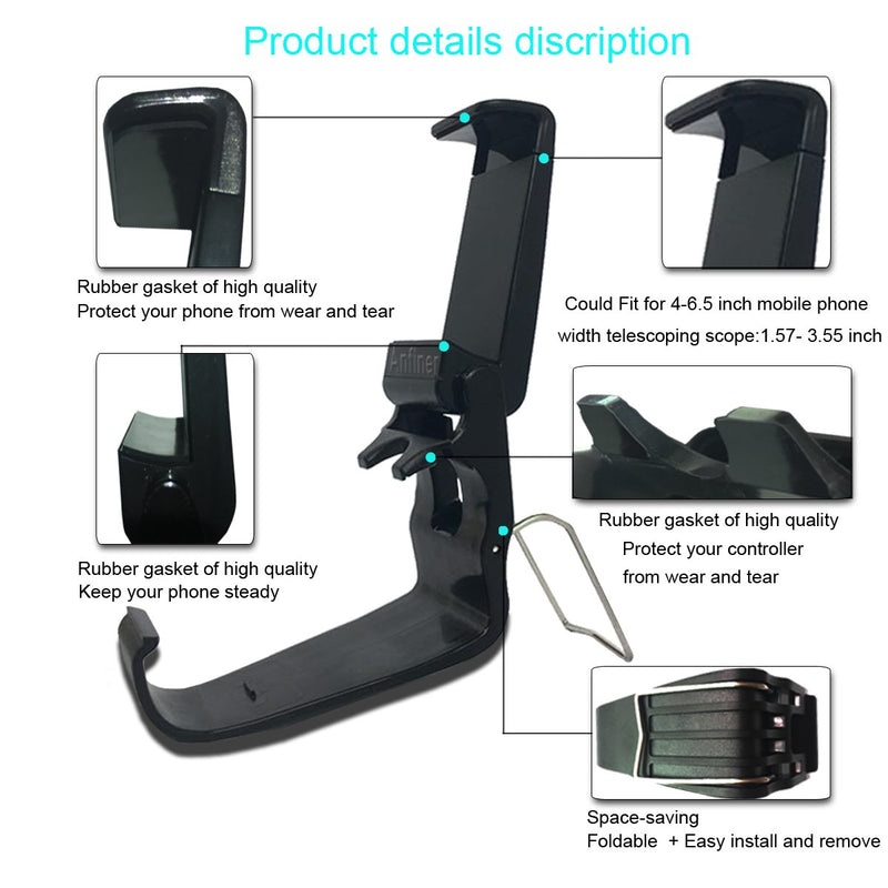 WEPIGEEK Foldable Controller Mobile Phone Holder/Cellphone Clamp/Clip Compatible with Microsoft Xbox One/Xbox One S/Steelseries Nimbus/SteelSeries Stratus XL/Steam Controllers（not Controller)