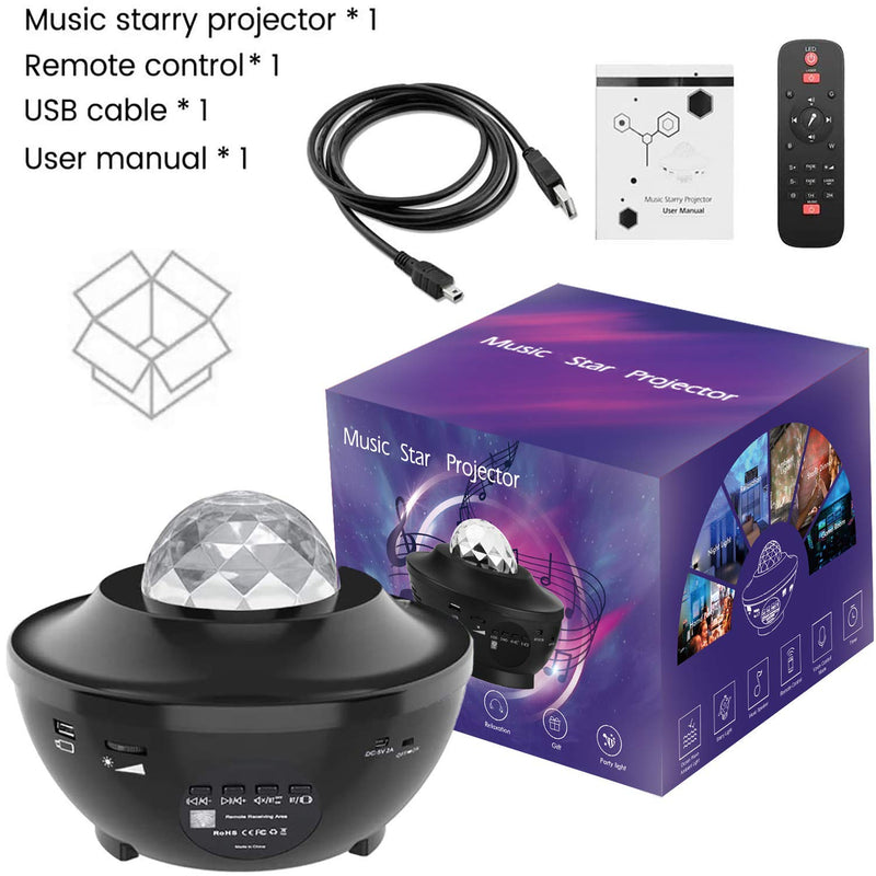 [AUSTRALIA] - Elecstars Night Light, Star Projector with Bluetooth Speaker, Ocean Wave Bedside Lamp, Adjustable Lightness & Remote Control, Music Player, Living Room, Decor. 0053standard 