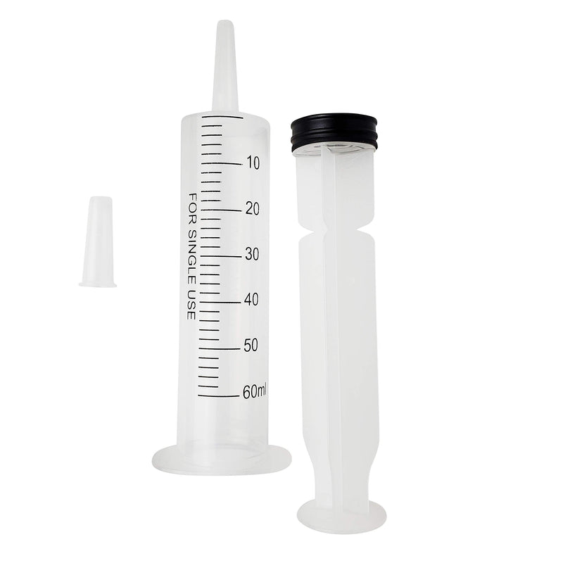 60 ml, 60 cc, Large Plastic Syringe for Scientific and Industrial Use, Sterile, Individually Packed. (Pack of 10)
