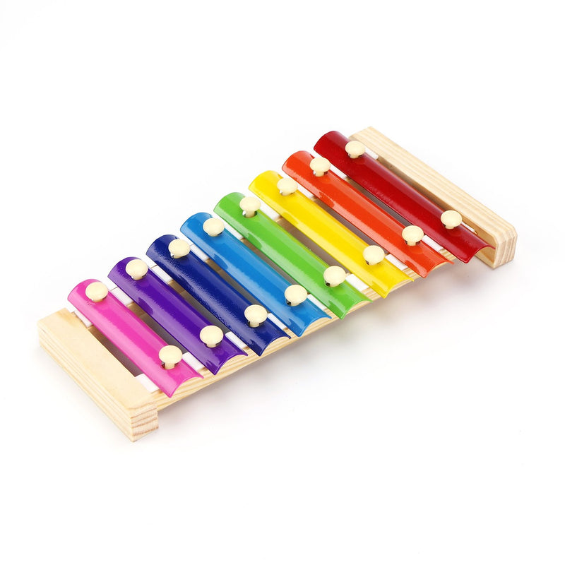 USATDD Xylophone Natural Wooden Toddler Glockenspiel for Kids with Metal Bars Included Two Set of Child-Safe Wooden Mallets