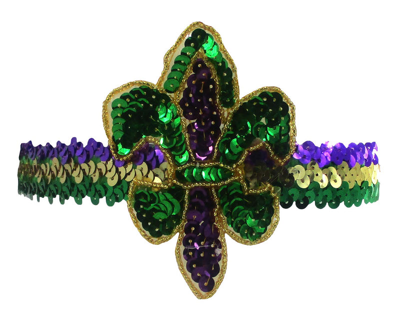 Unisex Mardi Gras Fleur De Lis Headband, Multi-color, Adjustable