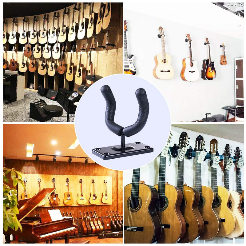 Guitar Wall Mount Hanger Hook Holder Stand 1 Pack Guitar Hangers Hooks for Acoustic Electric and Bass Guitars (Black)