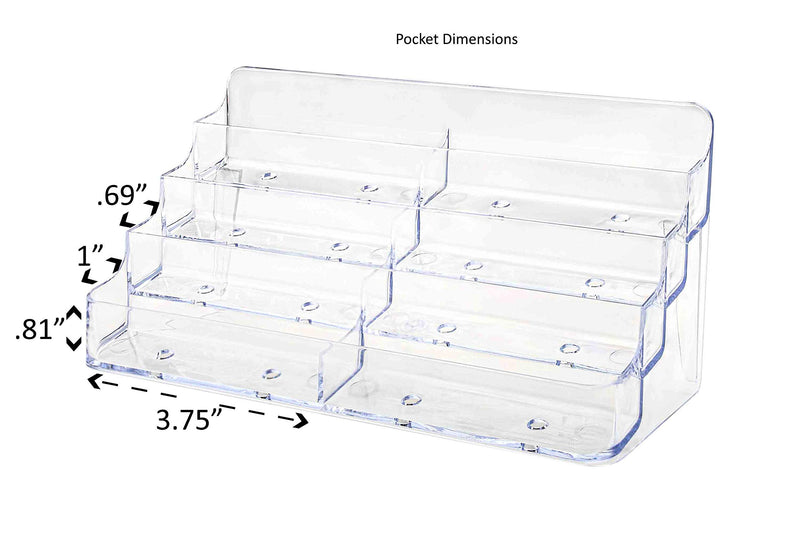 Marketing Holderes Eight-Pocket Business Card Holder, Capacity 400 Cards, Clear 4 Tier 8 Pocket Clear