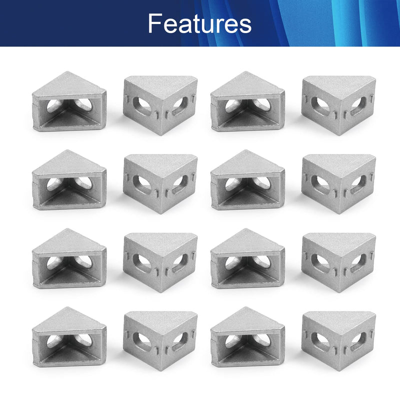 [AUSTRALIA] - Juvielich 20Pcs Corner Bracket Right Angle,L Brackets Connector,2020 Series 2 Hole Aluminum Brackets for Aluminum Extrusion Profile with Slot 6mm,20x20mm(LxH) 
