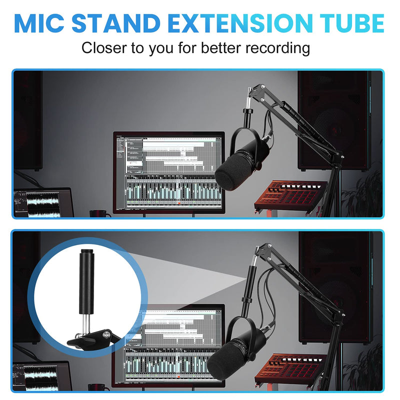 Mic Stand Extension, 5/8" Female to 5/8" Male Microphone Extension Tube for Desk Stands by YOUSHARES(3.15 in) 2Pcs