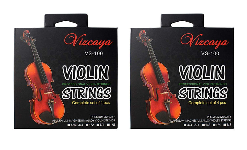 Vizcaya 2 Packs Full Sets Violin String (G-D-A-E) for 4/4-3/4 Size Beginner,Student Violin Replacement,Extra 4 string（E1,A2,E1,A2) 2 Packs Plus