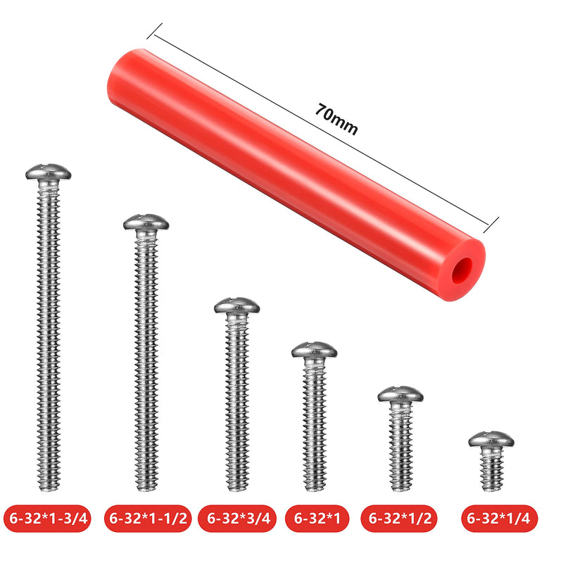 150 Pieces Electrical Outlet Extender Kit 60 Pieces Outlet Screw Spacers and 90 Pieces 6-32 Thread Flat Head Device Mounting Screws for Household and Industrial Electricity, 6 Lengths (Red) Red