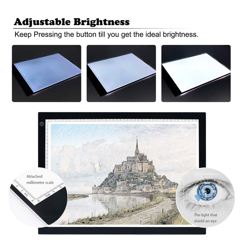 A4 Ultra-thin Tracing Light Board, IKYE Portable LED Light Box Tracer Dimmable Brightness LED Artcraft Tracing Light Box Light Pad for Artists Drawing Sketching Animation Stencilling X-ray Viewing