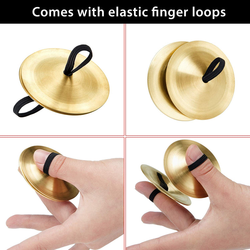 6 Pieces Finger Cymbals Belly Dancing Finger Dance Finger Zills Gold Dance Finger Musical Instrument for Dancer Ball Party (Decorative Patterns) (Smooth Surface)