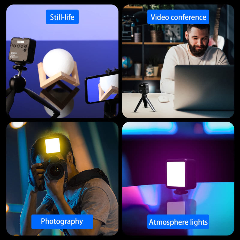 Sutefoto RGB Video Lights, 360° Full Color Portable LED Camera Light, 3 Cold Shoe, Photography Lighting 2500-9000K Dimmable LED Panel Lamp w LCD Display Mini Camera Light.