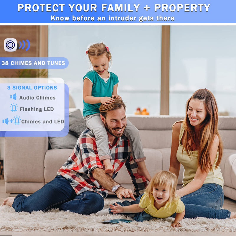 Motion Sensor Alarm ,Wireless Driveway Alarm Indoor Home Security Business Detector Alert System -Monitor&Protect Property - 2 Receiver and 3 PIR Sensor-38 Chime Tunes 2 Receiver+ 3 Sensor