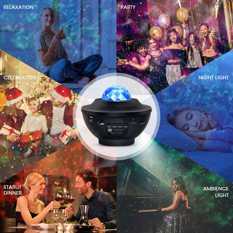 [AUSTRALIA] - Night Light Projector, OTTOLIVES Star Projector Galaxy Projector & LED Nebula Cloud/Rotatable Ocean Wave Projector with Bluetooth Music Speaker for Baby Kids Bedroom/Home Theatre/Night Light Ambiance 