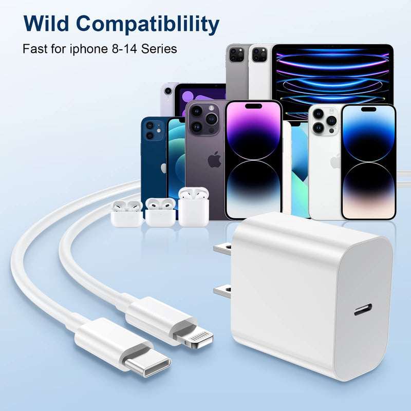 [AUSTRALIA] - Fast Charger iPhone，[Apple MFi Certified] 20W PD USB C Wall Charger 4 Pack with 6FT Fast Charging Cable - Fast Charger for iPhone 14/14 Pro Max/13/13 Pro/12/12 Pro/11/11 Pro/XS, iPad 