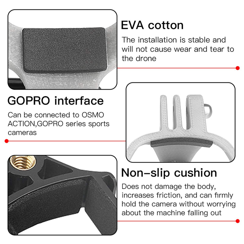 Honlyn Mount Adapter Bracket for DJI FPV Drone Compatible with Gopro 10 9 8 7 /for Insta360 ONE R Insta360 ONE RS /for Insta360 ONE X 1 2/for DJI Osmo Pocket 1 2 Extension Bracket+1/4 Screw Adapter