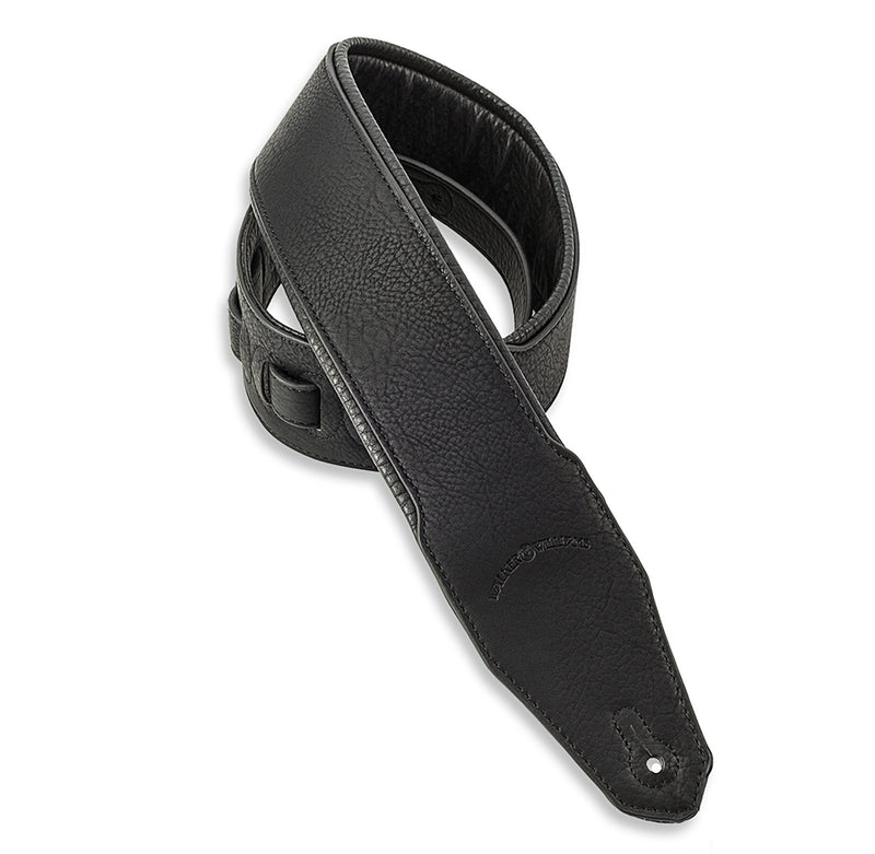 Walker & Williams G-15 Black Leather Natural Texture Guitar Strap with Thick Padding