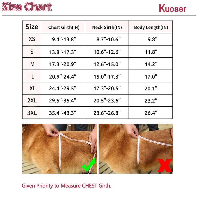 Kuoser Cozy Waterproof Windproof Reversible British Style Plaid Dog Vest Winter Coat Warm Dog Apparel for Cold Weather Dog Jacket for Small Medium Large Dogs with Furry Collar (XS - 3XL) X-Small (Pack of 1) Bright Red