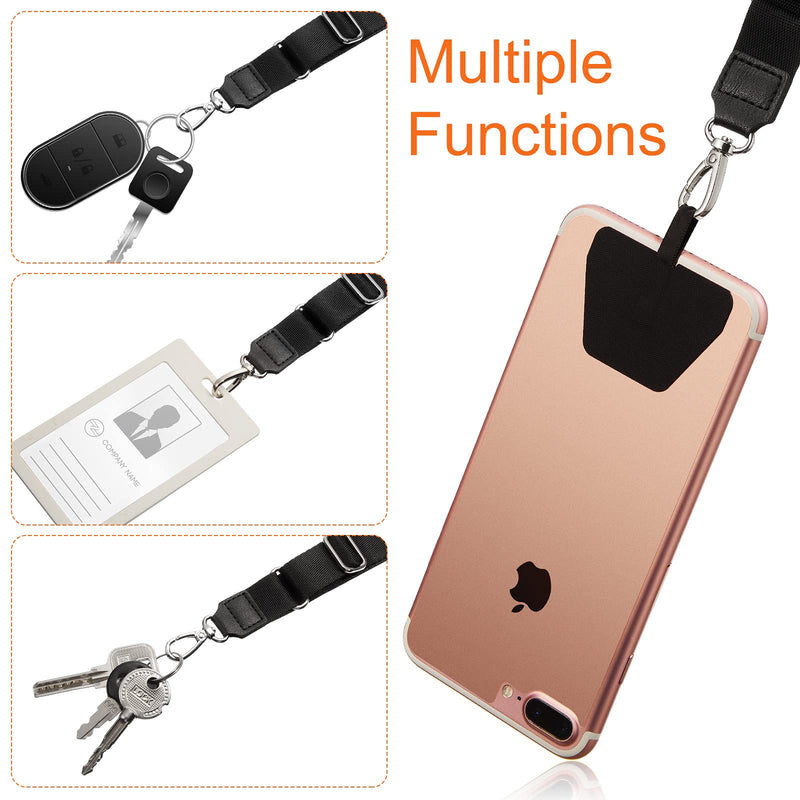 3 Pieces Universal Phone Lanyards, Adjustable Phone Neck Strap with 3 Pads Compatible with Phone Case Key Black