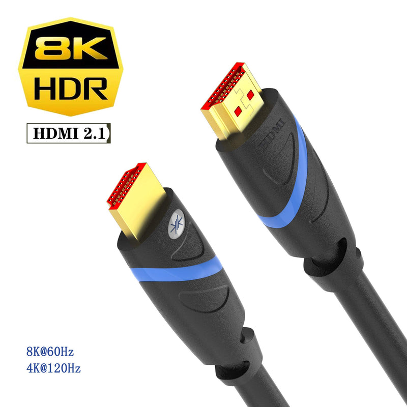Ultra High Speed HDMI Cable/Cord(Certified), 8K HDMI 2.1 Cable 6 Foot, RGB4:4:4 48Gbps 8K 60Hz,4K 120Hz, HDR, eARC, Compatible with Apple TV/ Roku/ Netflix PS5 Pro/ Xbox/Samsung/Sony/ LG and More.