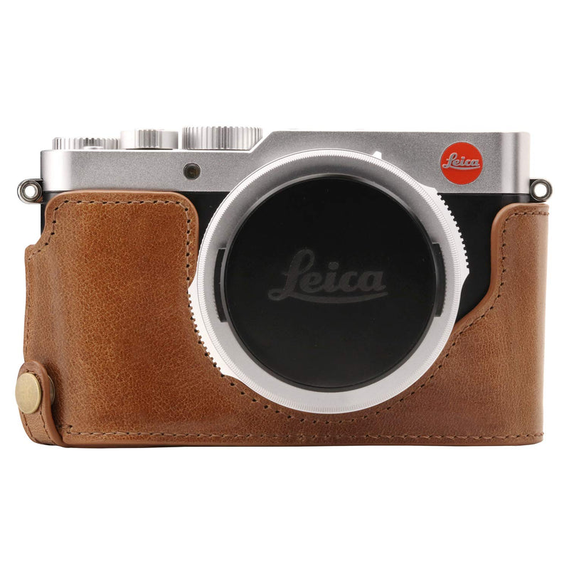 MegaGear Ever Ready Genuine Leather Camera Half Case Compatible with Leica D-Lux 7 Brown